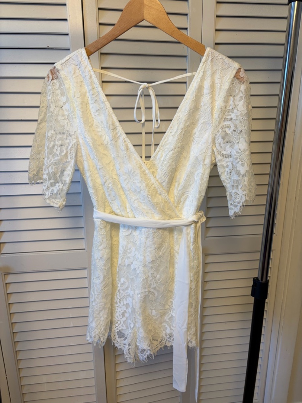 Trixxi White Lace Romper with Tie Back